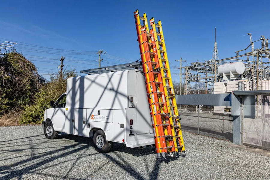 Hydraulic ladder racks, roof racks, and accessories for vans, trucks, trailers, and service bodies.