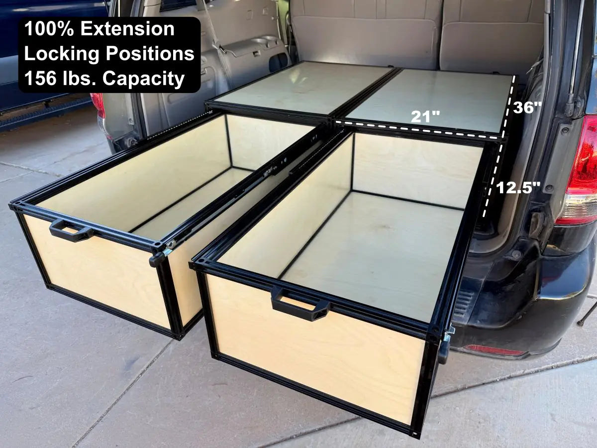TNT Auto Drawer — Ford Bronco — ford Bronco TNT Auto Drawer twin rear storage drawers fully extended